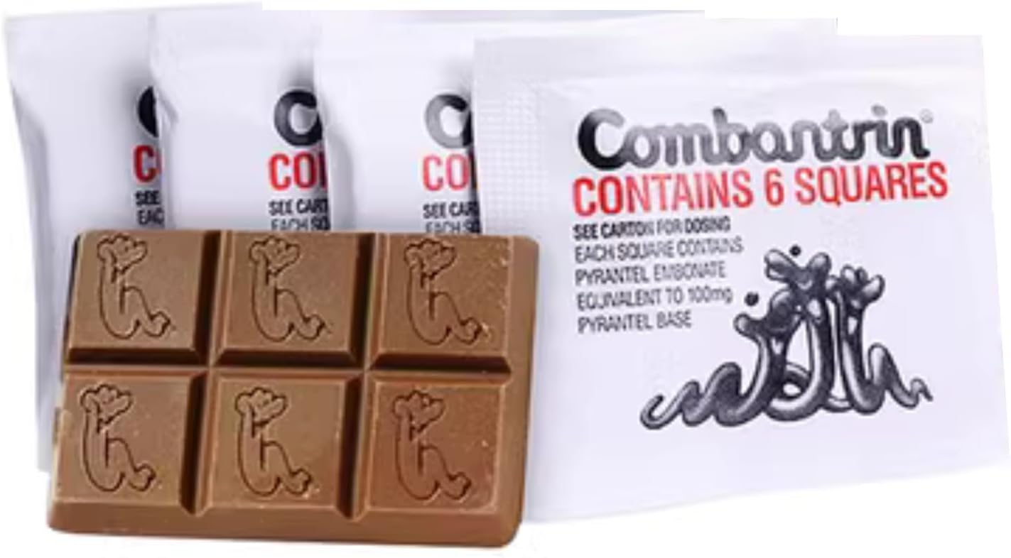 24-Pack Combantrin Chocolate Squares for Parasite & Pinworm Cleanse - Family-Friendly Solution from Australia