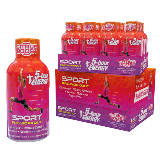 24 Pack of 5-Hour Energy Extra Strength Sport Shots with Citrapeak for Pre-Workout Energy Boost