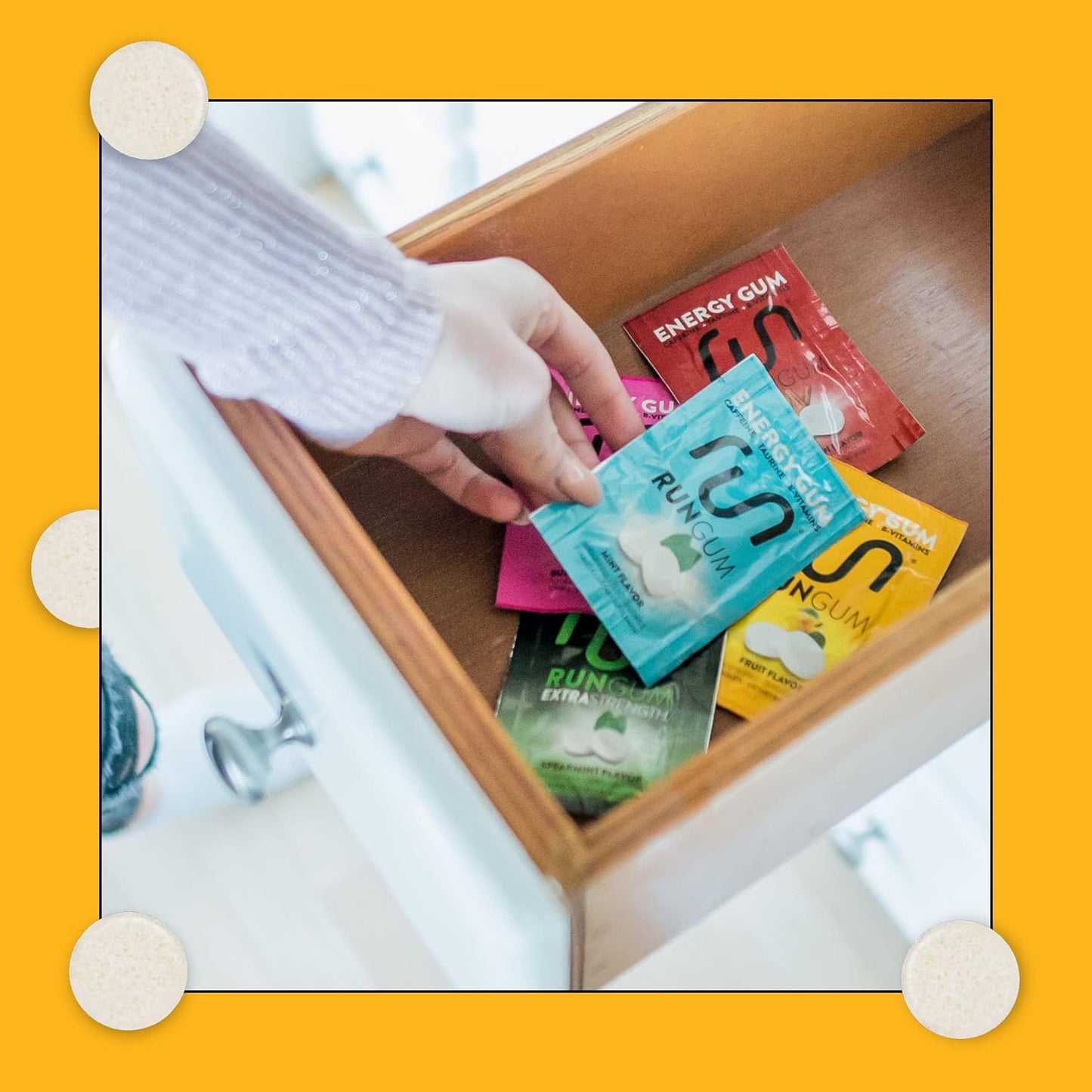 24-Pack RUN GUM Fruit Energy Chewing Gum with 50mg Caffeine, Taurine, and B-Vitamins - Sugar Free, Zero Calorie, Gluten Free - BoostGo Australia