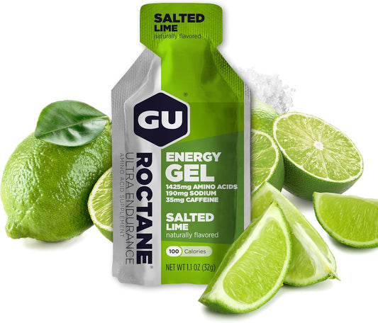 24 Packets of GU Energy Roctane Salted Lime Gel: Vegan, Gluten-Free, Dairy-Free Sports Nutrition for Endurance Activities
