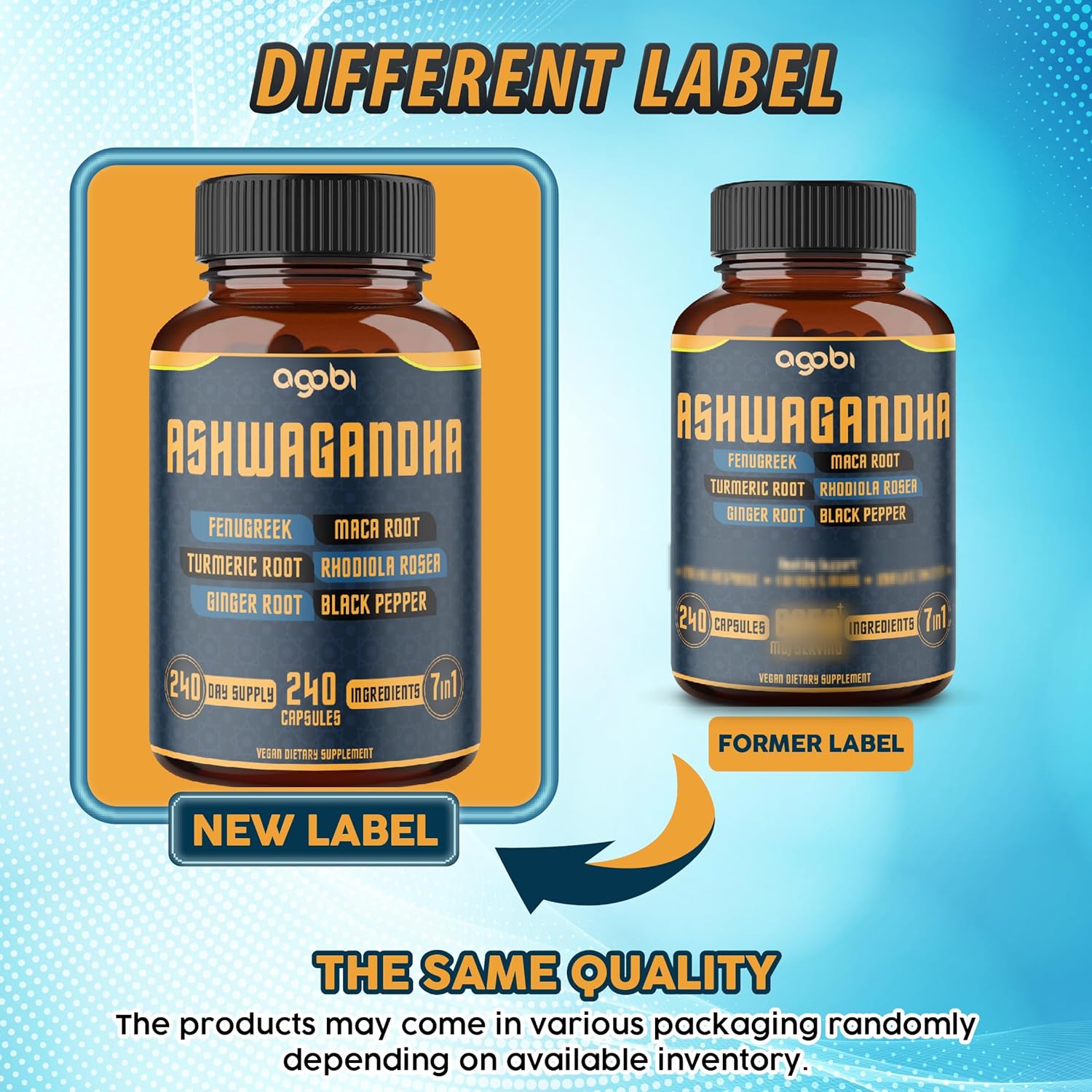 240 Capsules of 7in1 Ashwagandha Supplement for Mood, Strength, and Energy Support - 8 Month Supply with Fenugreek, Maca, Turmeric, Rhodiola, Ginger, and Black Pepper