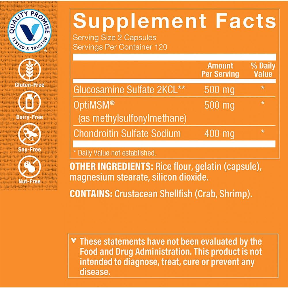 240 Capsules of Glucosamine, Chondroitin, and MSM Dietary Supplement by The Vitamin Shoppe