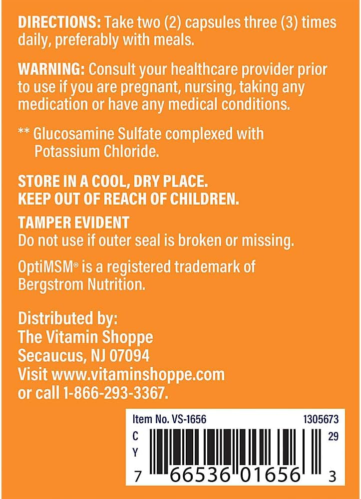 240 Capsules of Glucosamine, Chondroitin, and MSM Dietary Supplement by The Vitamin Shoppe
