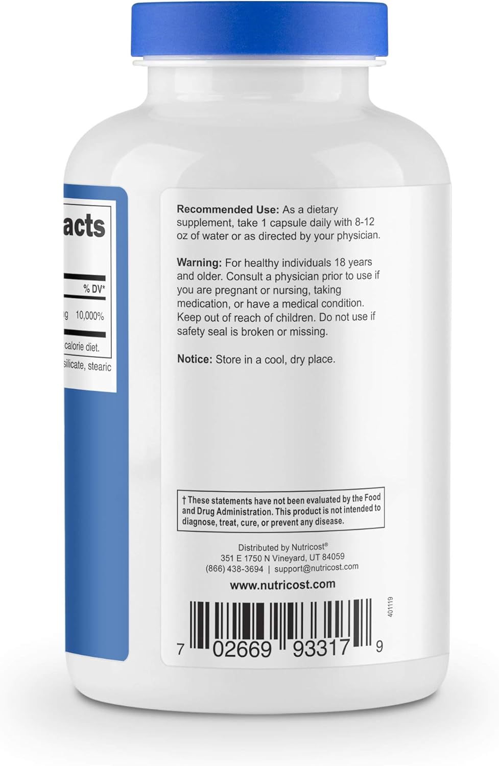 240 Capsules of Nutricost Pantothenic Acid (Vitamin B5) 500mg - Pack of 3 Bottles