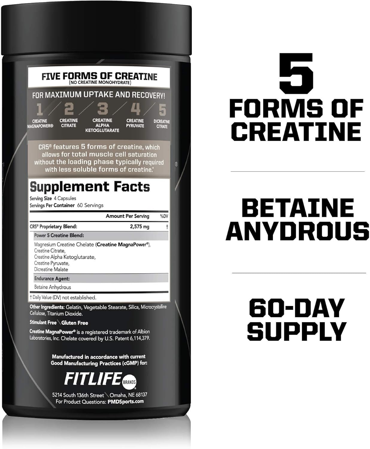 240 Capsules of PMD Sports CR5 Professional Creatine Complex + 90 Capsules of Sports Nitro CM Nitric Oxide