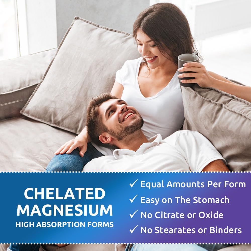 240 Capsules of Zentastic Chelated Magnesium Complex - Glycinate, Malate, Taurate & Lactate - Bone and Muscle Support