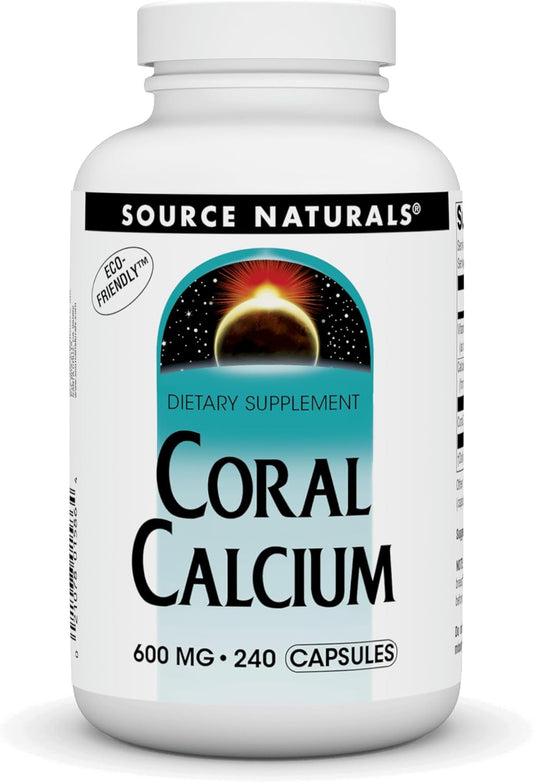 240 Capsules Source Naturals Coral Calcium Supplement 600mg - Bone Health & pH Balance Support