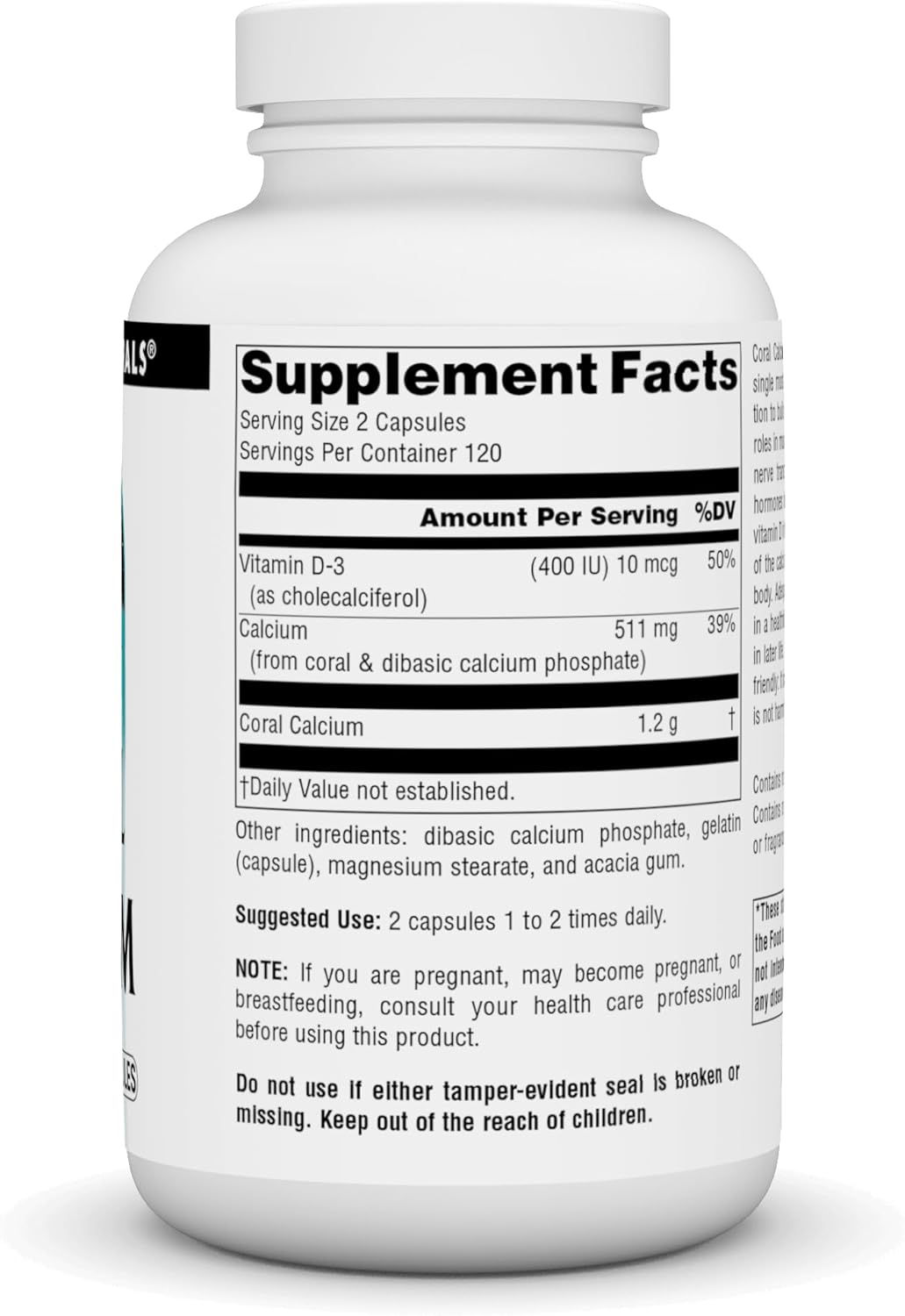 240 Capsules Source Naturals Coral Calcium Supplement 600mg - Bone Health & pH Balance Support