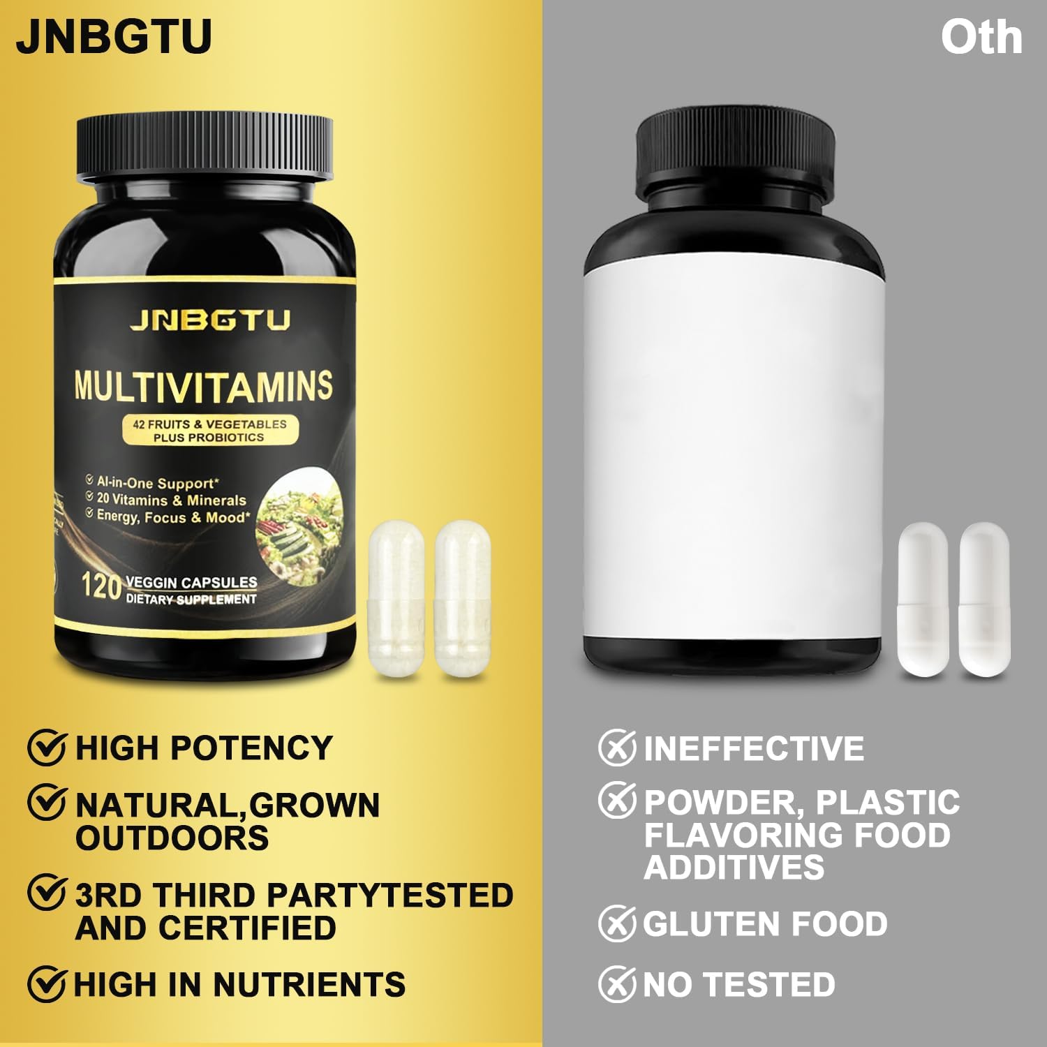 240 Count JNBGTU Myo-Inositol, Magnesium Glycinate, D-Chiro Inositol, Omega-3, Zinc, Vitamin D3 Multivitamin/Multimineral Supplement