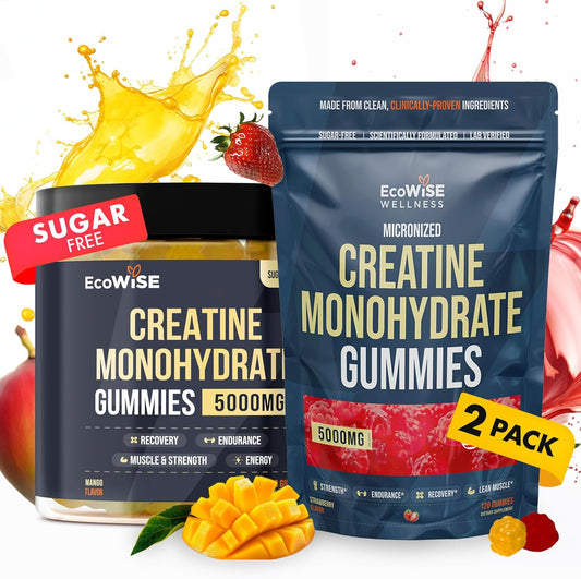 240 Mango & Strawberry Creatine Gummies for Men & Women, 5g Creatine Monohydrate Per Serving, Non-GMO & Vegan-Friendly