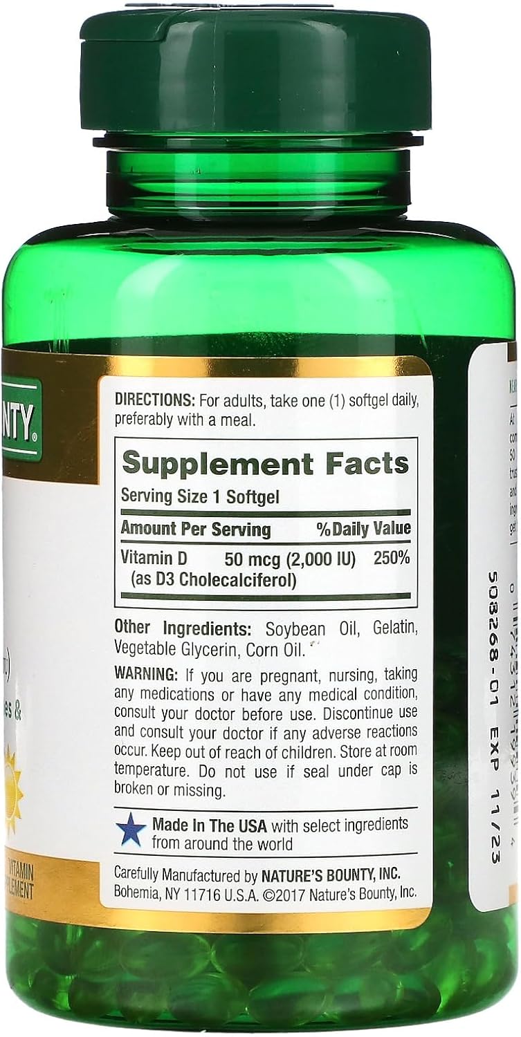 240 Softgels of Nature's Bounty D3-2000 IU in a Pack of 2 - BoostGo Australia