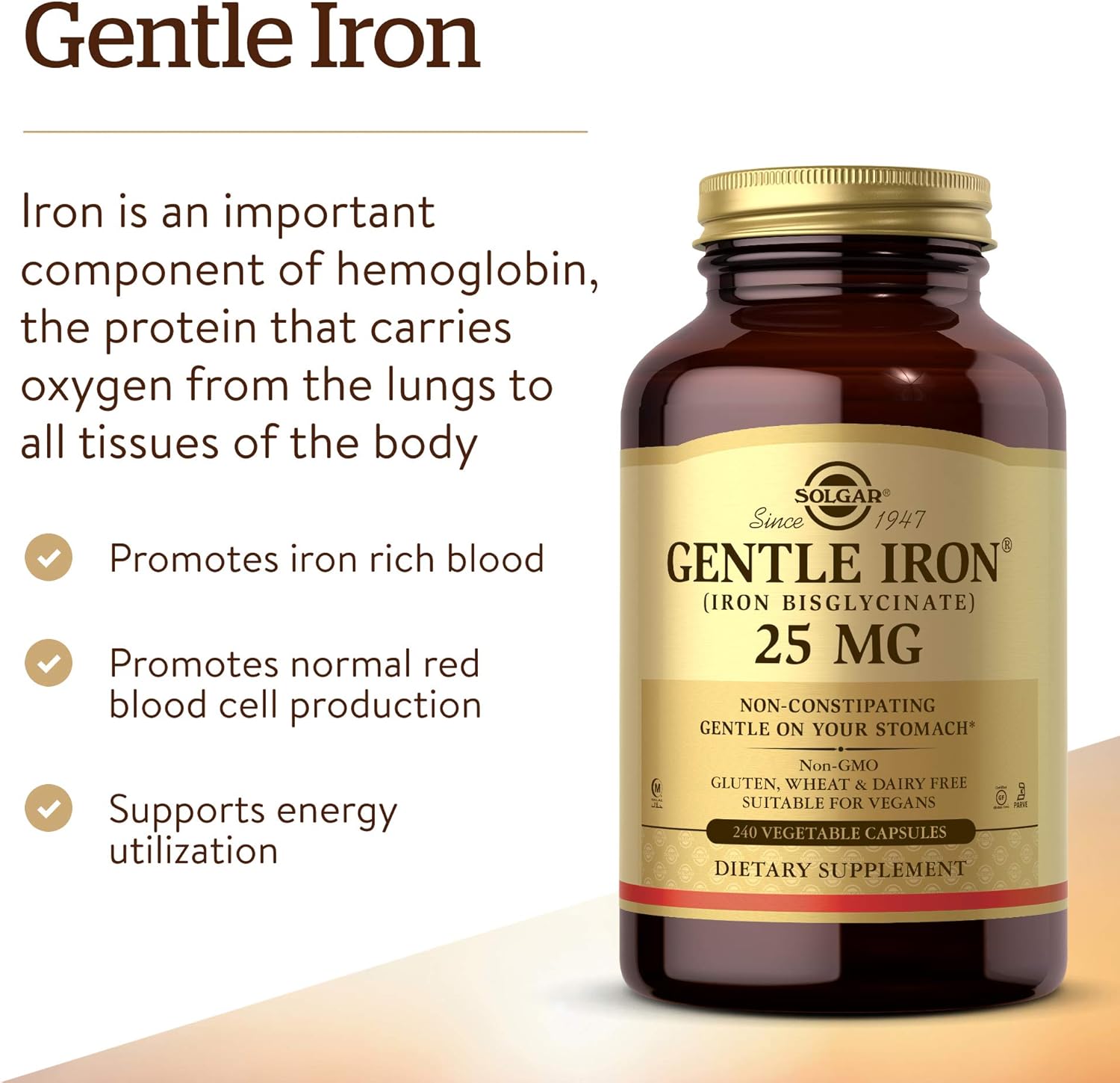 240 Vegetable Capsules: Jarrow Formulas Probiotics & Solgar Gentle Iron Combo for Sensitive Stomachs