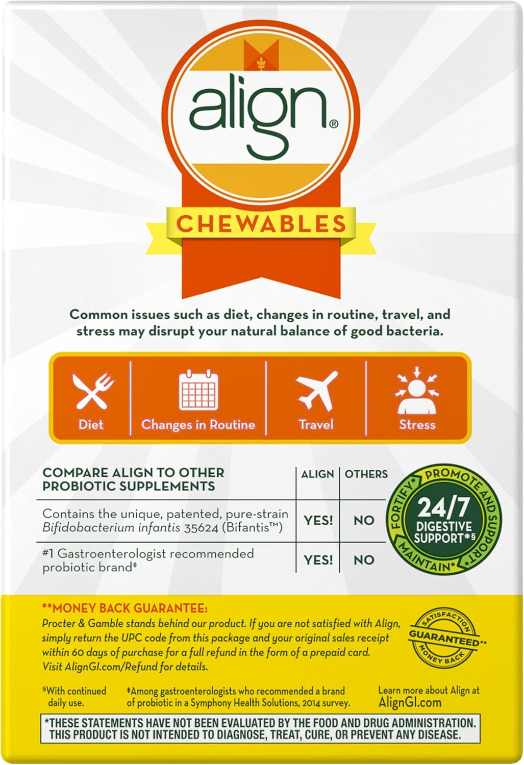 24ct Align Probiotic Chewables in Banana Strawberry Flavor - Packaging May Vary