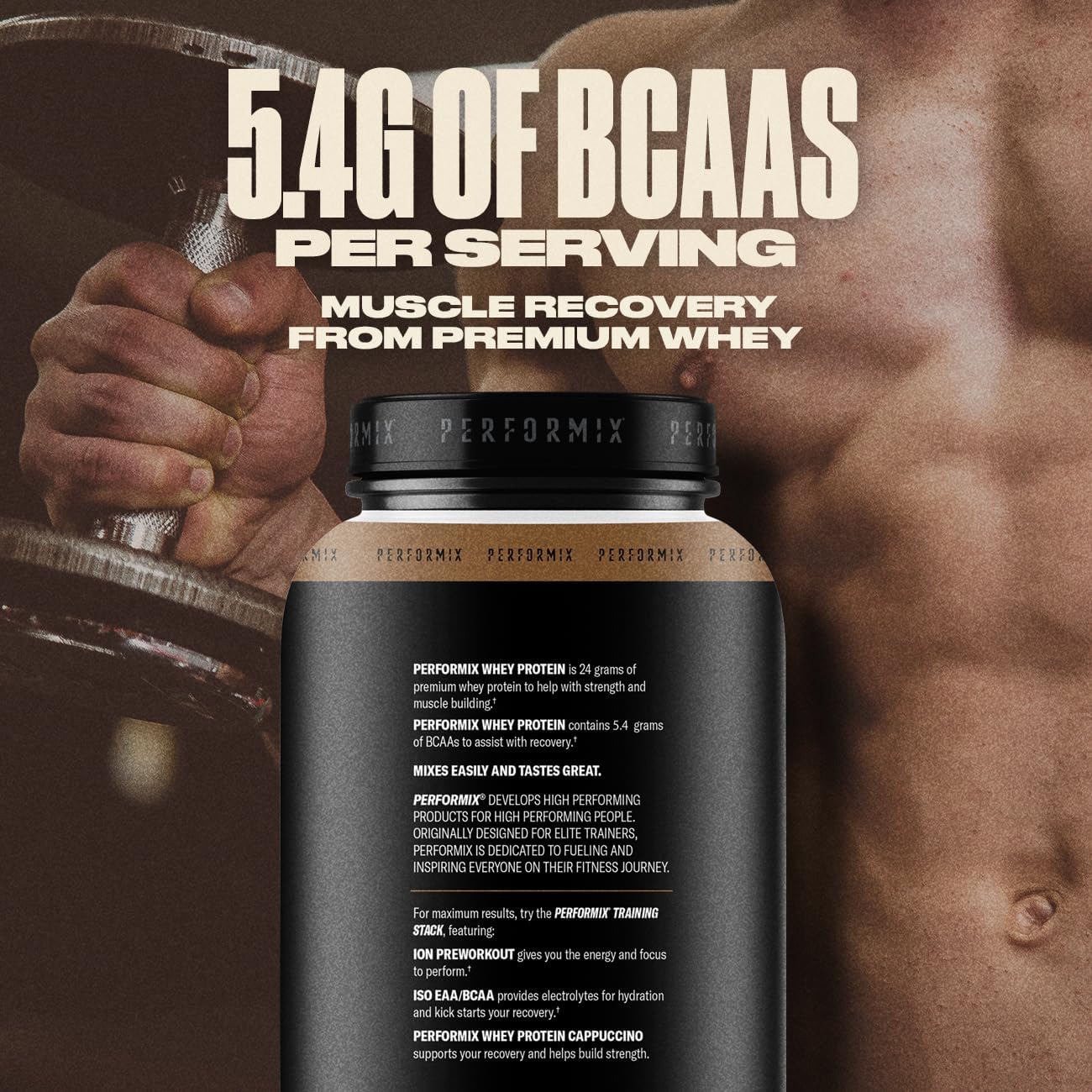 24g Whey Protein Isolate Blend with BCAAs - Cappuccino Flavor - Muscle Building & Recovery - 1.98 lbs - 30 Servings