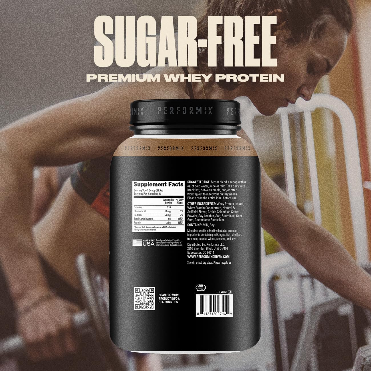 24g Whey Protein Isolate Blend with BCAAs - Cappuccino Flavor - Muscle Building & Recovery - 1.98 lbs - 30 Servings