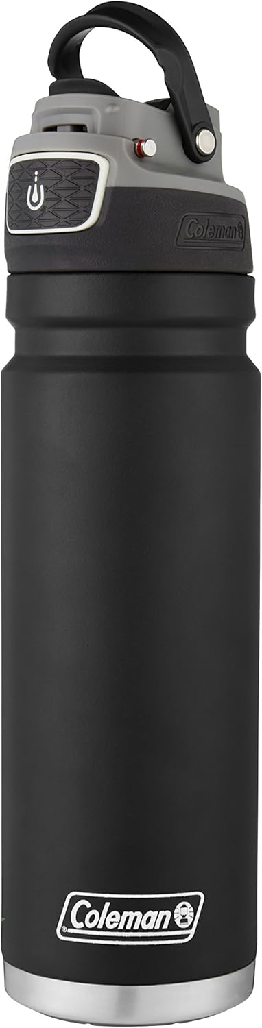 24oz Black Coleman FreeFlow AutoSeal Stainless Steel Water Bottle