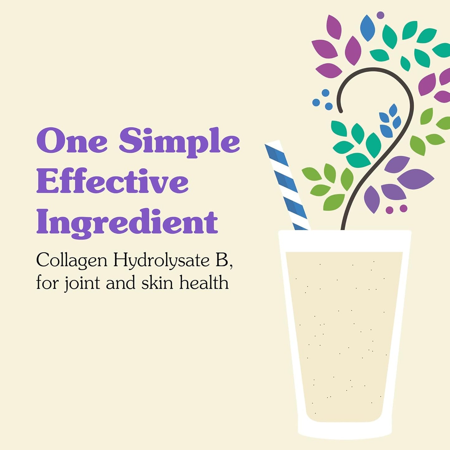 24oz NuNaturals Collagen Peptides Powder for Skin, Hair, Nail, and Joint Health (Type I, III)