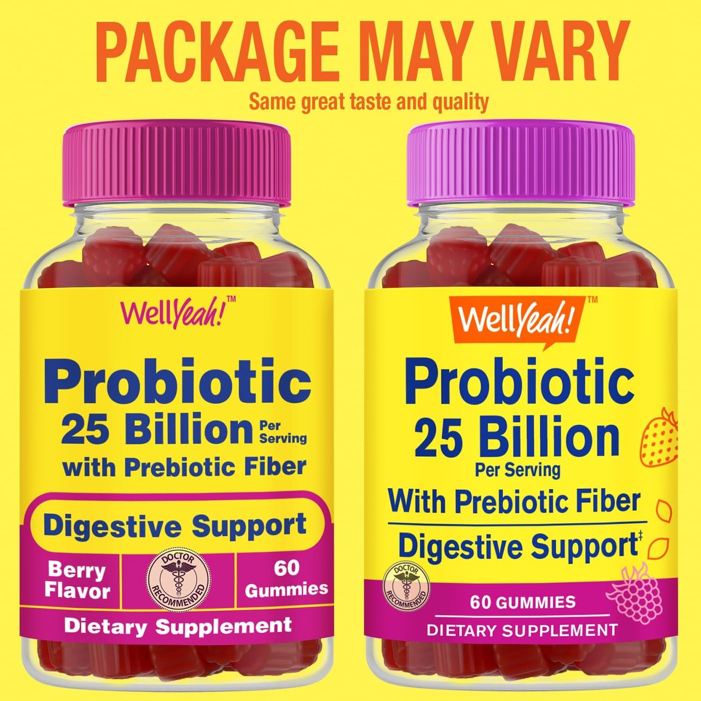 25 Billion Probiotics + Prebiotics Gummies with 12 Strains for Digestive & Immune Support - Men and Women - 60 Gummies