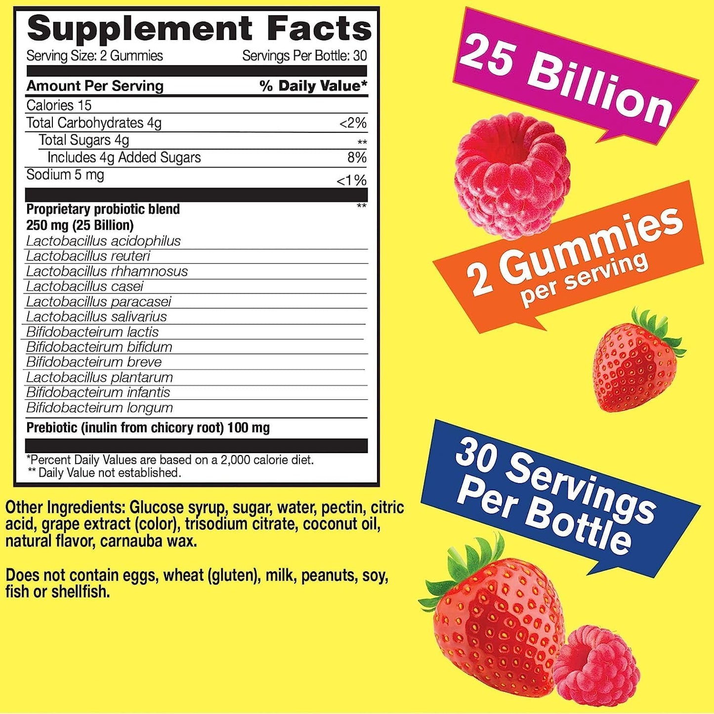 25 Billion Probiotics + Prebiotics Gummies with 12 Strains for Digestive & Immune Support - Men and Women - 60 Gummies