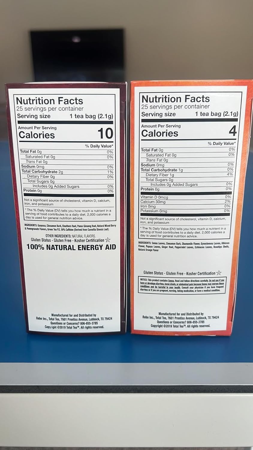 25-Day Total Tea Detox & Energy Set - Herbal Slim Tea with Chamomile, Hibiscus, Ginger Root - Citrus & Cinnamon Blend for Digestive Health - Colon Cleanse Tea (25-Pack)