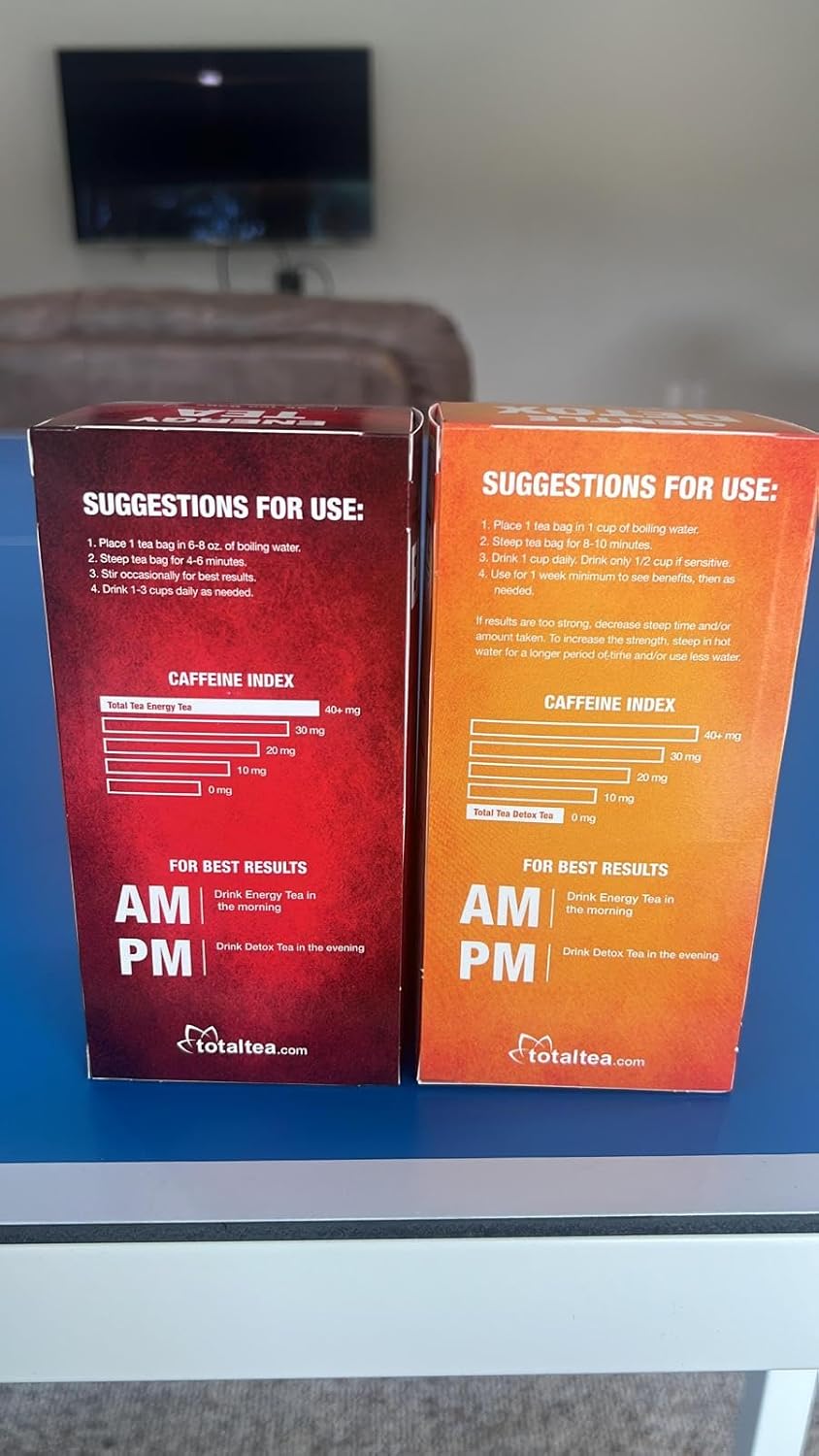 25-Day Total Tea Detox & Energy Set - Herbal Slim Tea with Chamomile, Hibiscus, Ginger Root - Citrus & Cinnamon Blend for Digestive Health - Colon Cleanse Tea (25-Pack)