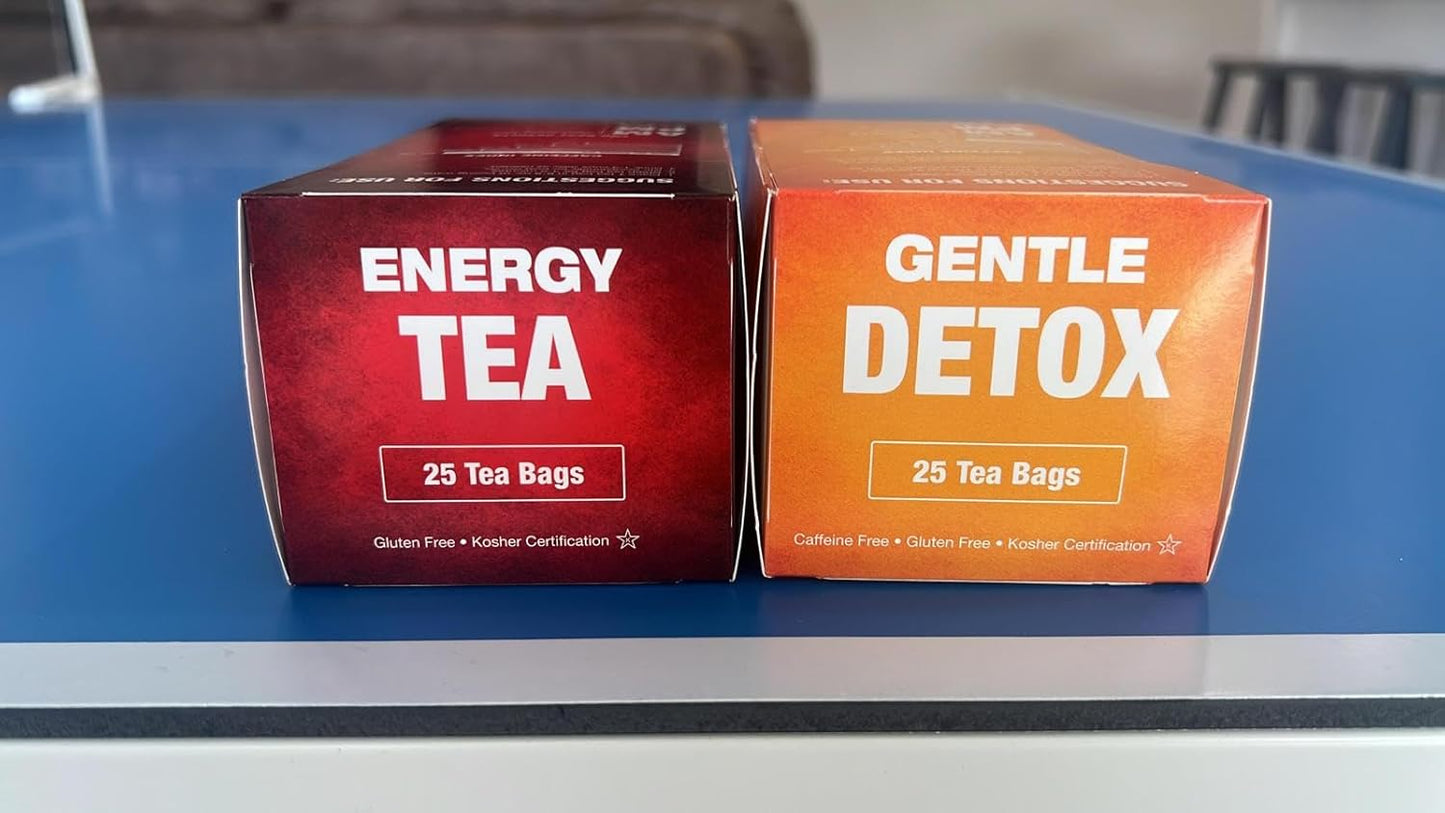 25-Day Total Tea Detox & Energy Set - Herbal Slim Tea with Chamomile, Hibiscus, Ginger Root - Citrus & Cinnamon Blend for Digestive Health - Colon Cleanse Tea (25-Pack)