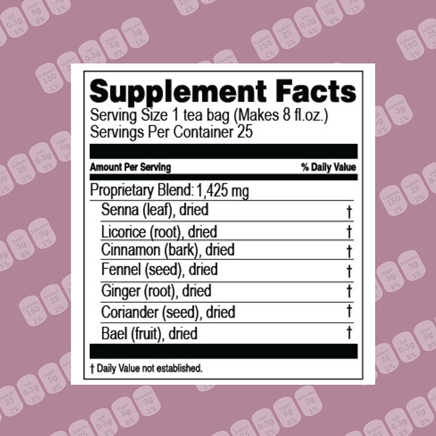 25 HYLEYS Colon Cleanse Tea Bags in BlackBerry Flavor - 1 Pack