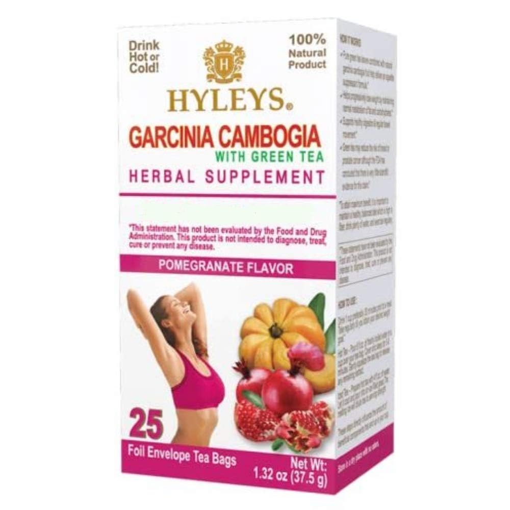 25 HYLEYS Garcinia Cambogia Green Tea with Pomegranate Flavor Tea Bags - Weight Loss Support