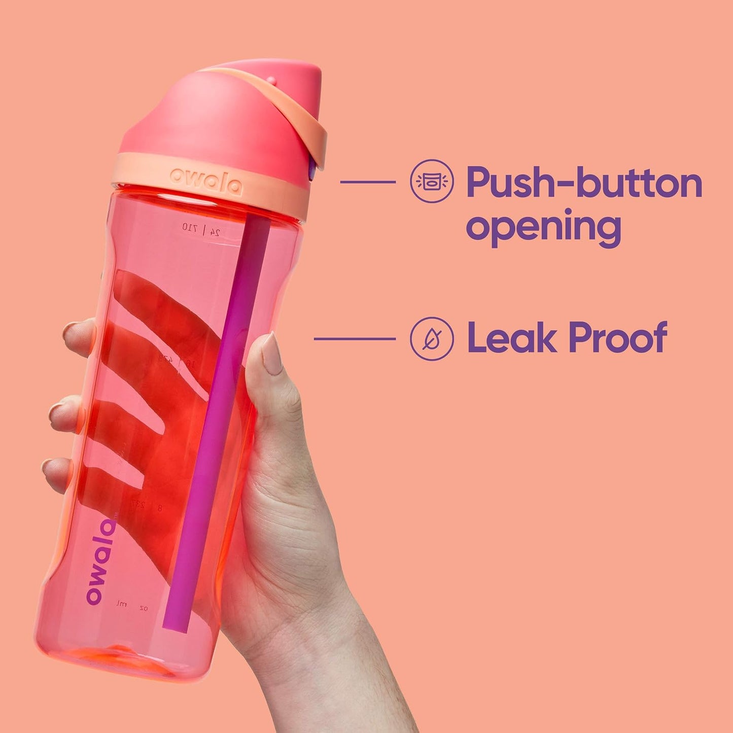 25 Oz BPA-Free Owala FreeSip Clear Tritan Plastic Water Bottle with Straw - Great for Travel - Shy Marshmallow - Sports Bottle - Pack of 1