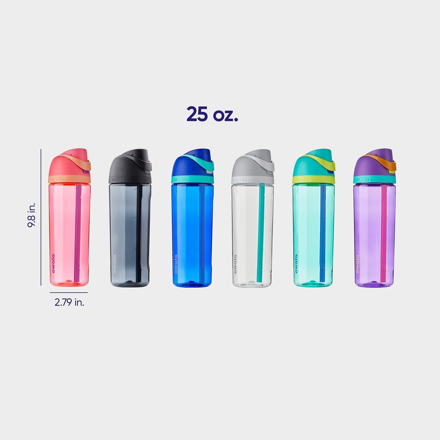 25 Oz BPA-Free Owala FreeSip Clear Tritan Plastic Water Bottle with Straw - Great for Travel - Shy Marshmallow - Sports Bottle - Pack of 1