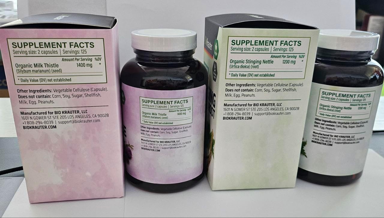 250 Capsules of BIO KRAUTER Milk Thistle and Stinging Nettle for Ultimate Liver Support and Detoxification - BoostGo Australia