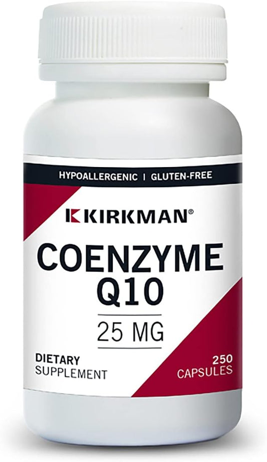 250 Capsules of Kirkman Coenzyme Q10-25 mg Supplement for Heart Health and Energy Boost