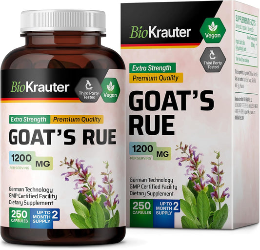 250 Count BIO KRAUTER Goats Rue Capsules 1200mg - Natural Lactation Support for Breastfeeding - Herbal Breastfeeding Supplements