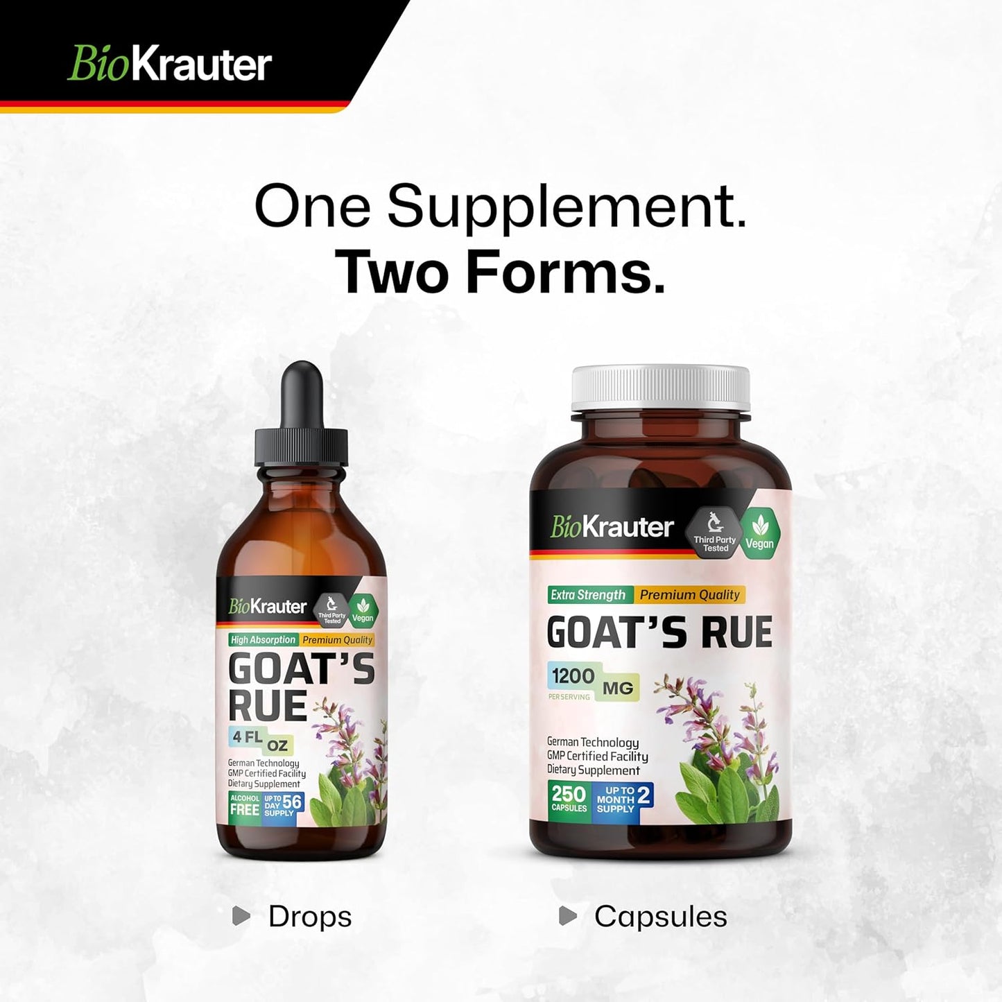 250 Count BIO KRAUTER Goats Rue Capsules 1200mg - Natural Lactation Support for Breastfeeding - Herbal Breastfeeding Supplements