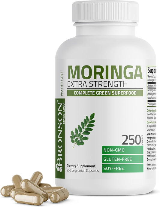 250 Count Bronson Moringa Oleifera Powder Extra Strength Capsules