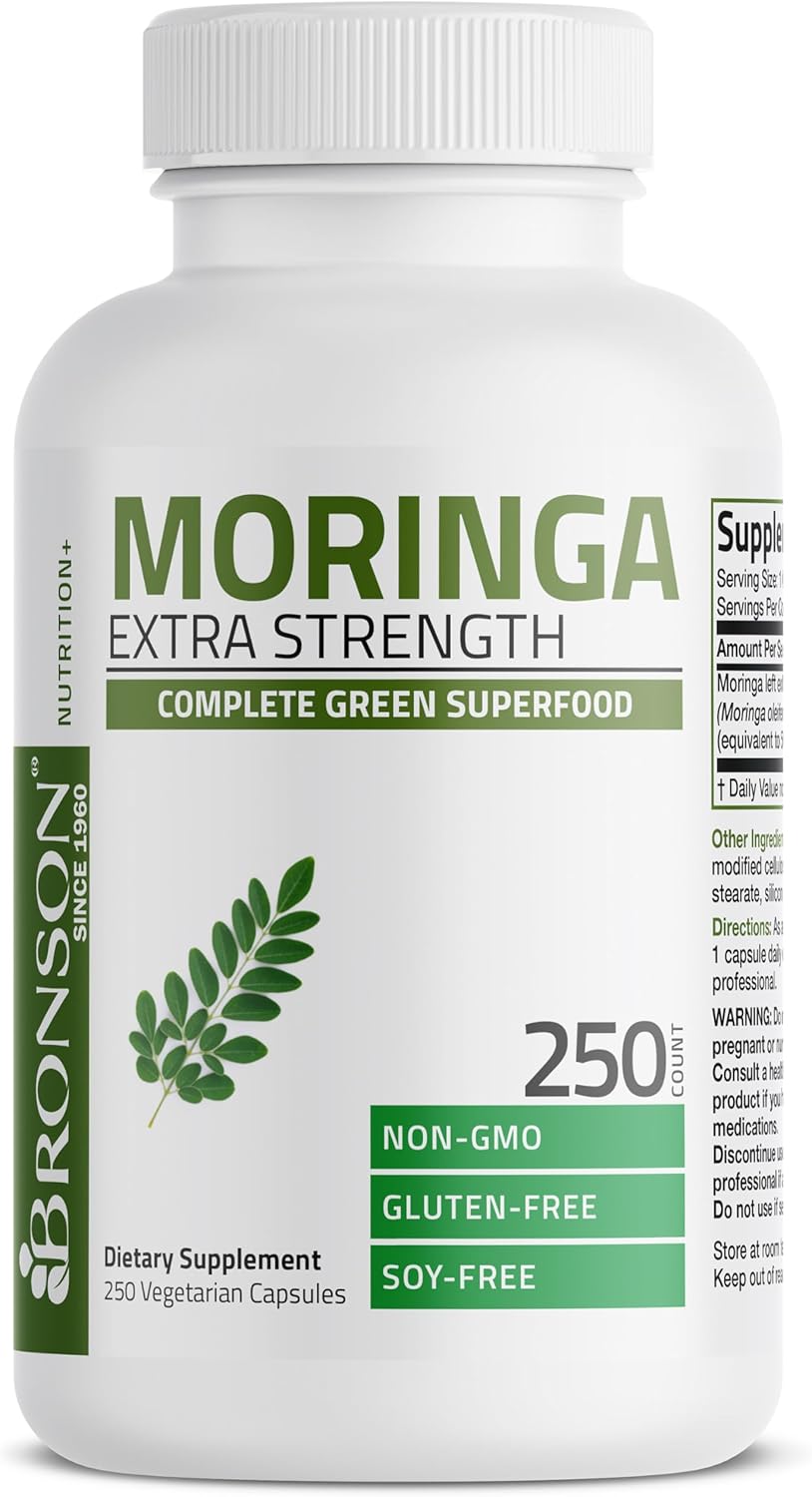 250 Count Bronson Moringa Oleifera Powder Extra Strength Capsules
