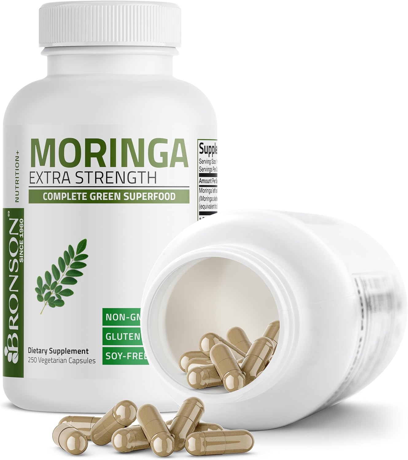 250 Count Bronson Moringa Oleifera Powder Extra Strength Capsules