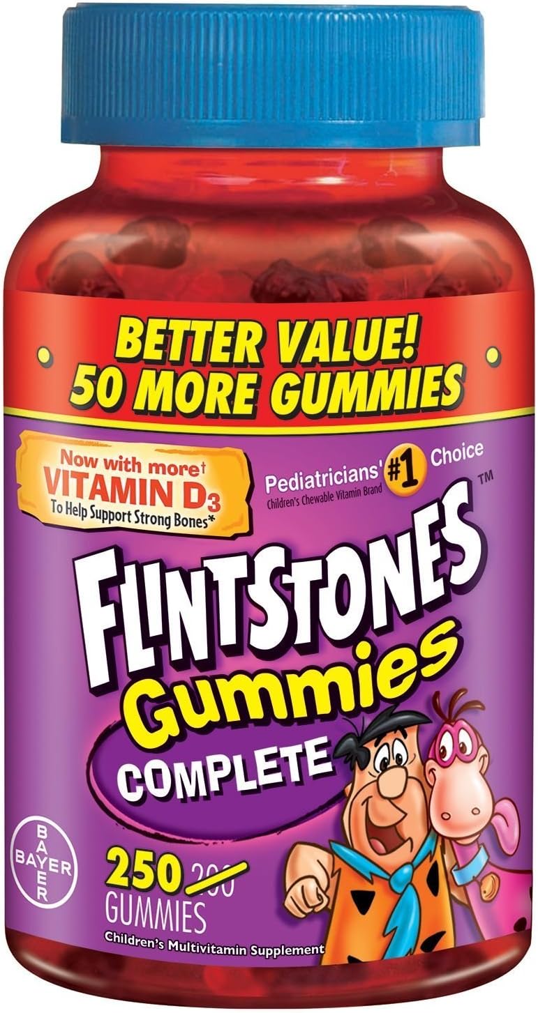 250 Count Flintstone's Gummies Multivitamin for Kids - Chewable Children's Multivitamin Supplement with Essential Nutrients