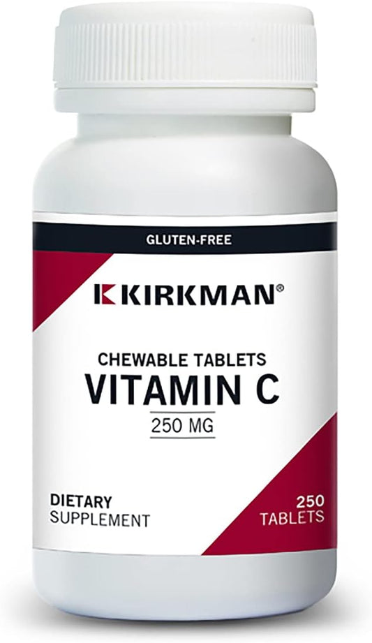 250 Count Kirkman Labs Vitamin C 250 mg Chewable Tablets with Stevia - High-Quality Supplement for Immune Support