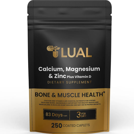 250 Count LUAL Calcium, Magnesium, Zinc, and Vitamin D3 Caplets Dietary Supplement