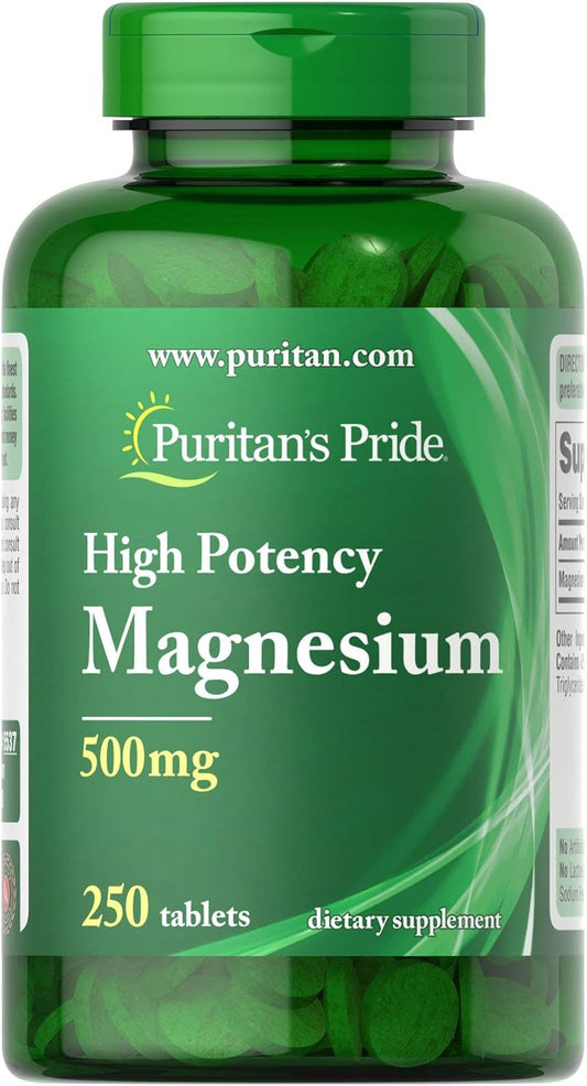 250 Count Puritan's Pride Magnesium 500 Mg Tablets for Bone Health and Muscle Function - BoostGo Australia