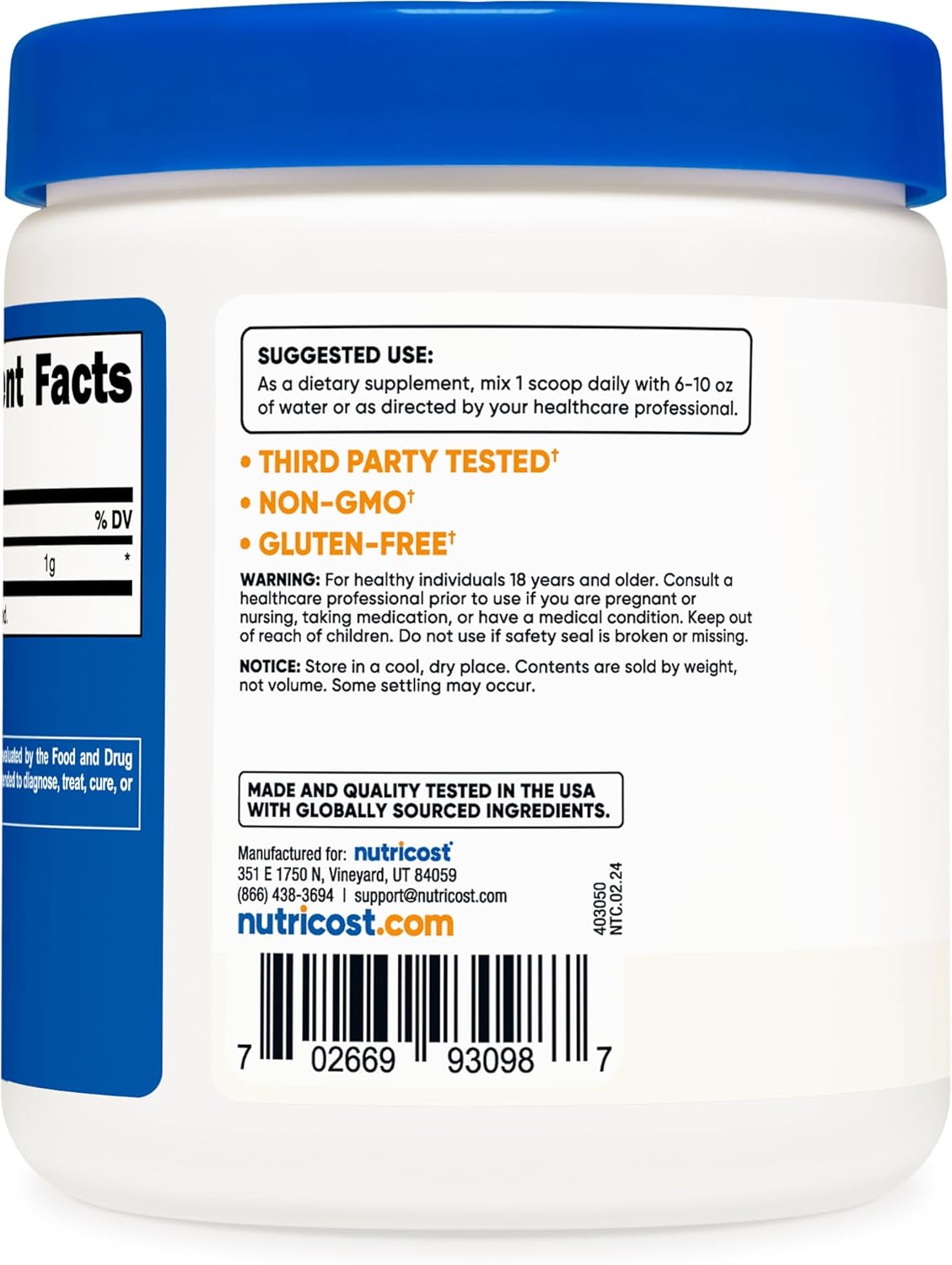 250 Grams of Nutricost Pure Agmatine Sulfate Powder - High-Quality Supplement - BoostGo Australia