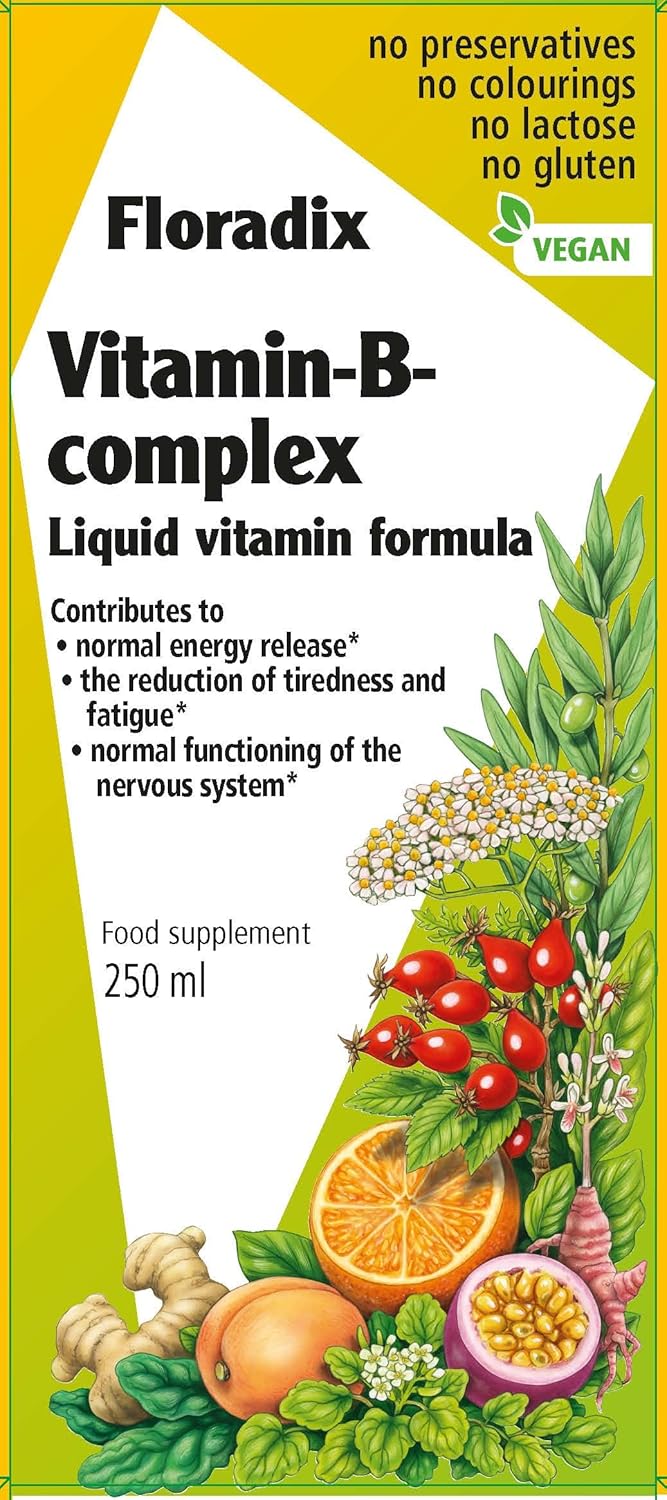 250 ml Floradix Liquid Vitamin B Complex Formula - Natural Energy & Metabolism Boost - Iron-Free Supplement for Adults & Kids