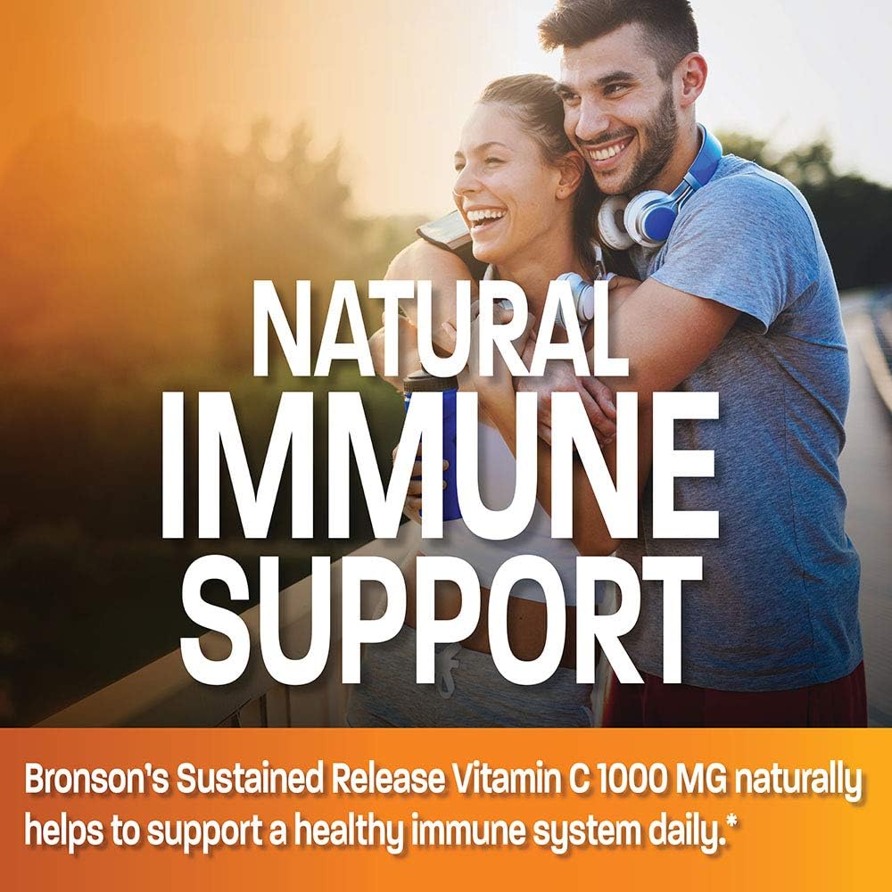 250 Tablets of Bronson Vitamin C 1000 mg Sustained Release - Premium Non-GMO Ascorbic Acid