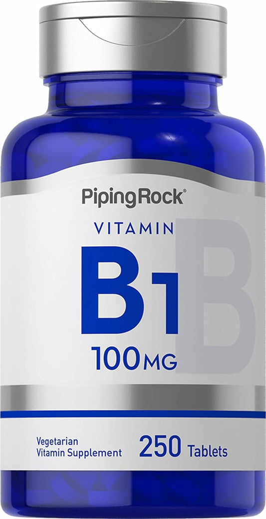 250 Tablets of Piping Rock Vitamin B1 100mg Thiamine Supplement - Vegetarian, Non-GMO, Gluten Free