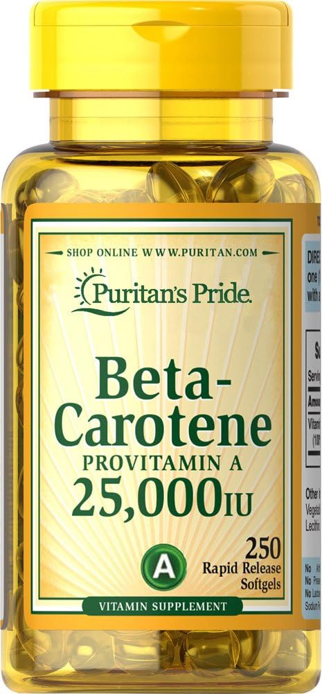 25,000 IU Beta-Carotene Softgels by Puritan's Pride - 250 Count