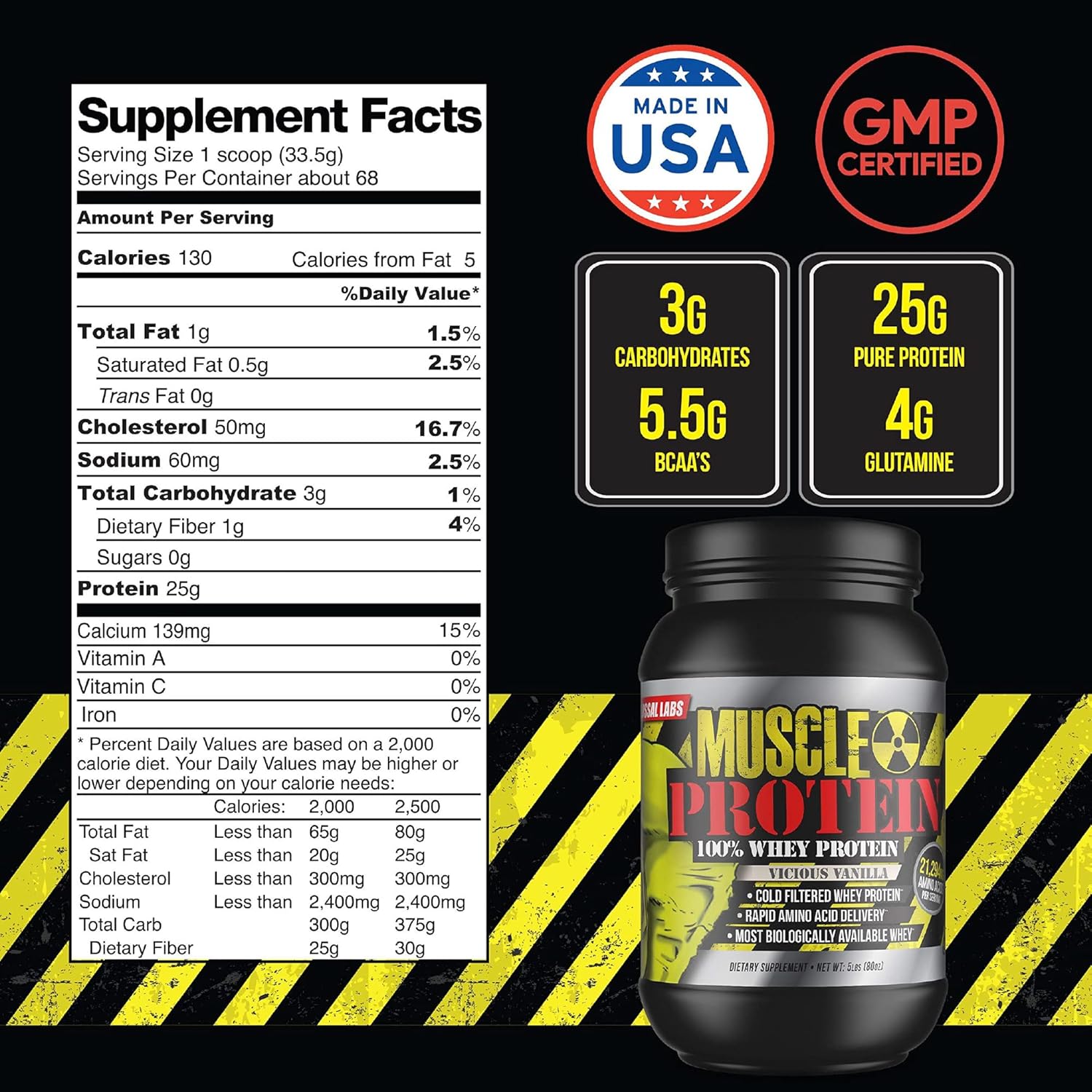 25,000mg Amino Acids Chocolate Whey Protein Powder - 5 lbs - Colossal Labs