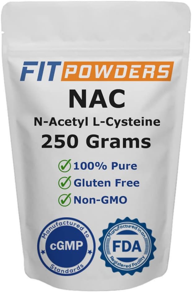 250g FitPowders N-Acetyl L-Cysteine Powder with Scoop - Pure NAC Powder for Immune Support and Antioxidant Benefits
