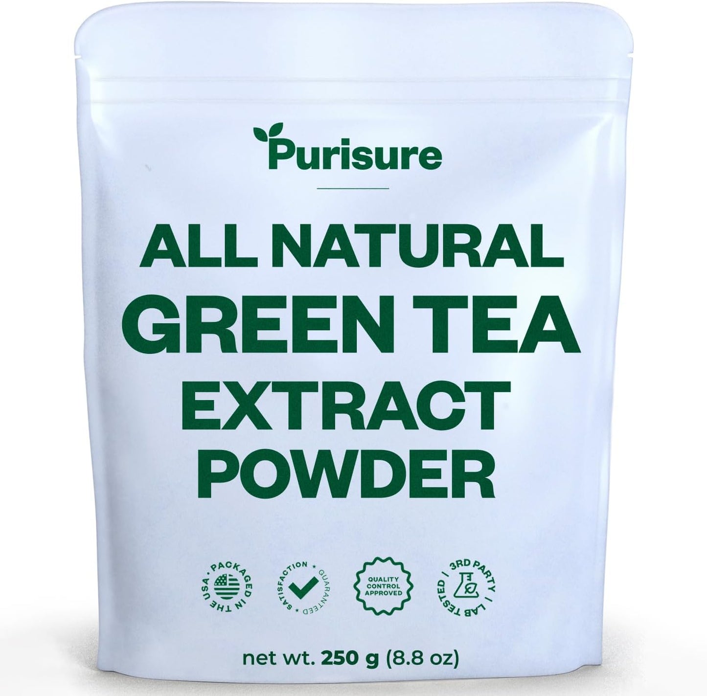250g Purisure Green Tea Extract Powder for Beverages, Smoothies, Baked Goods - Unsweetened Instant Green Tea Powder with 500 Servings