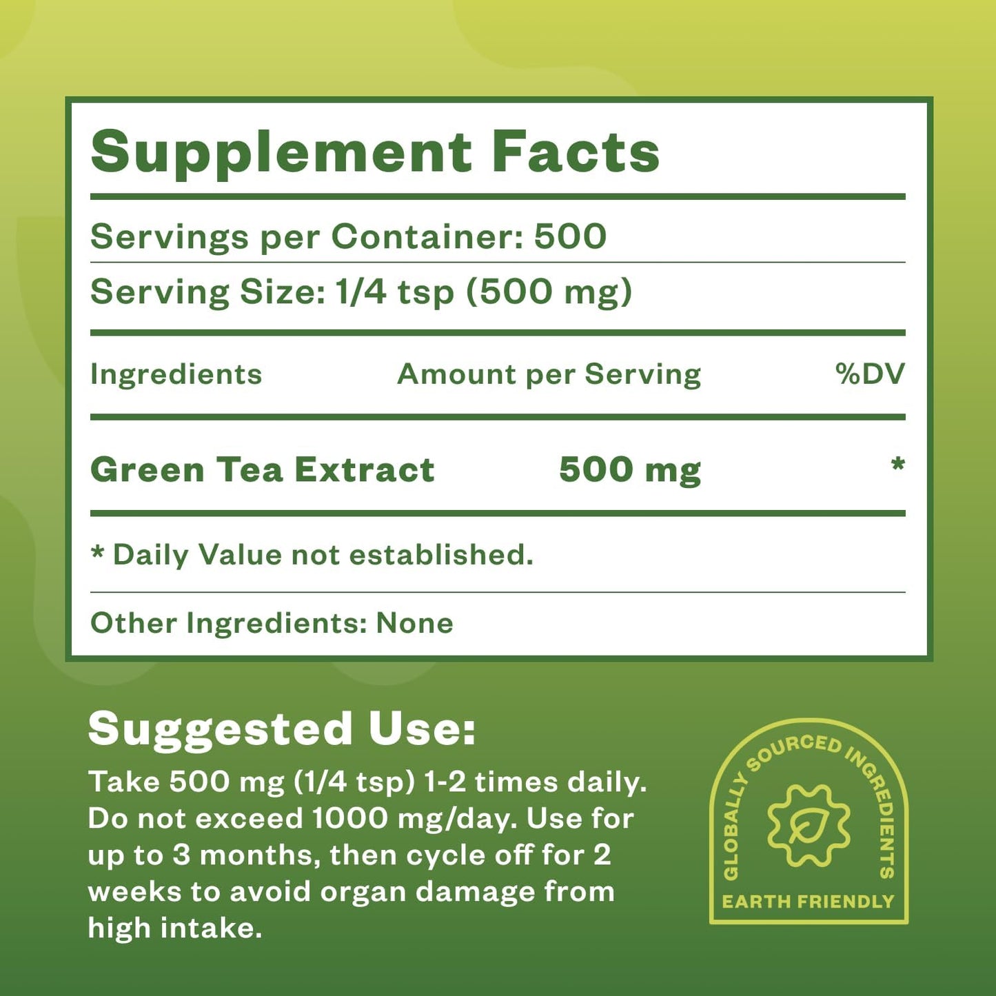250g Purisure Green Tea Extract Powder for Beverages, Smoothies, Baked Goods - Unsweetened Instant Green Tea Powder with 500 Servings